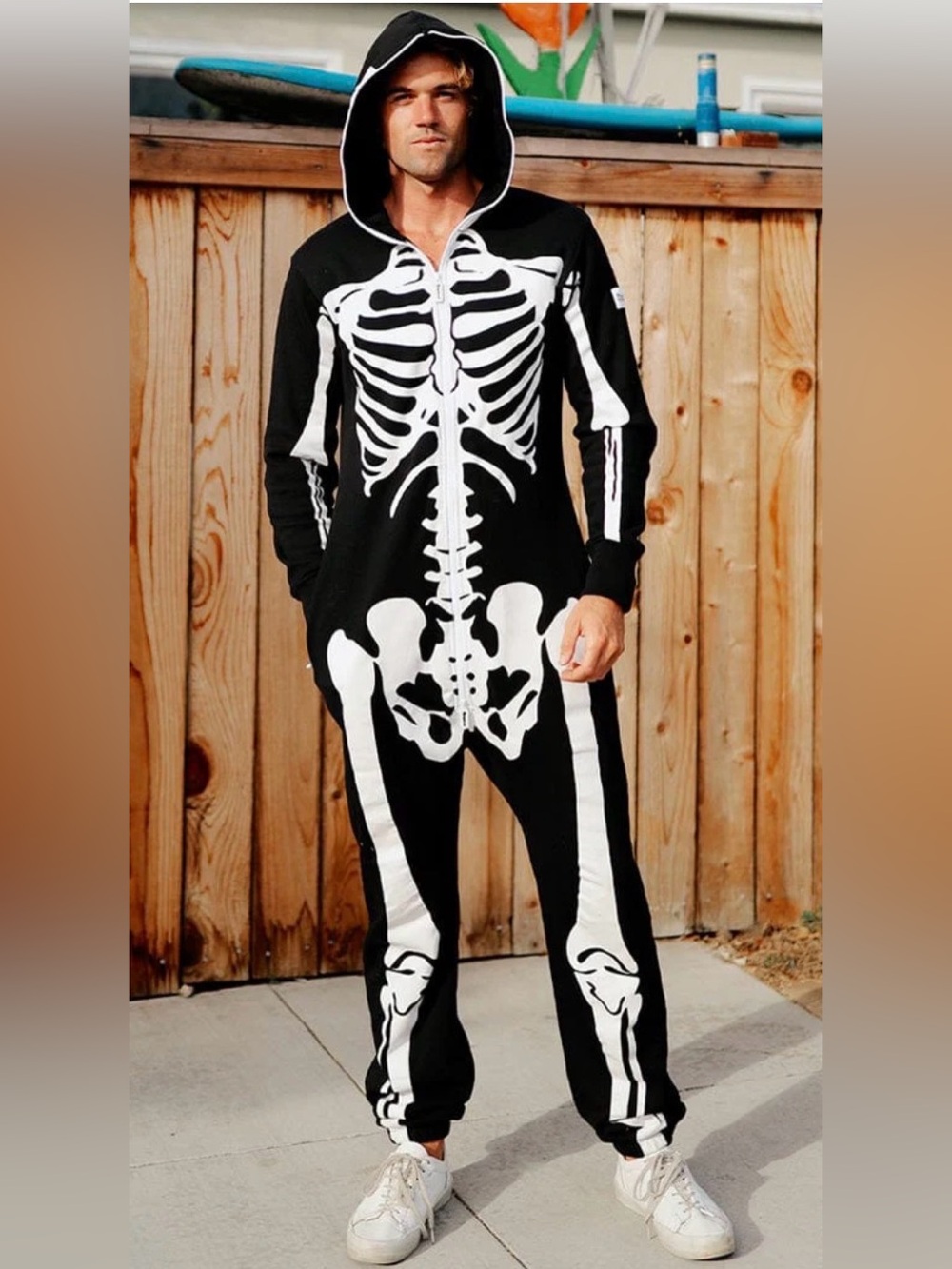 Men’s Tipsy elves, skeleton onesie, jogger costume